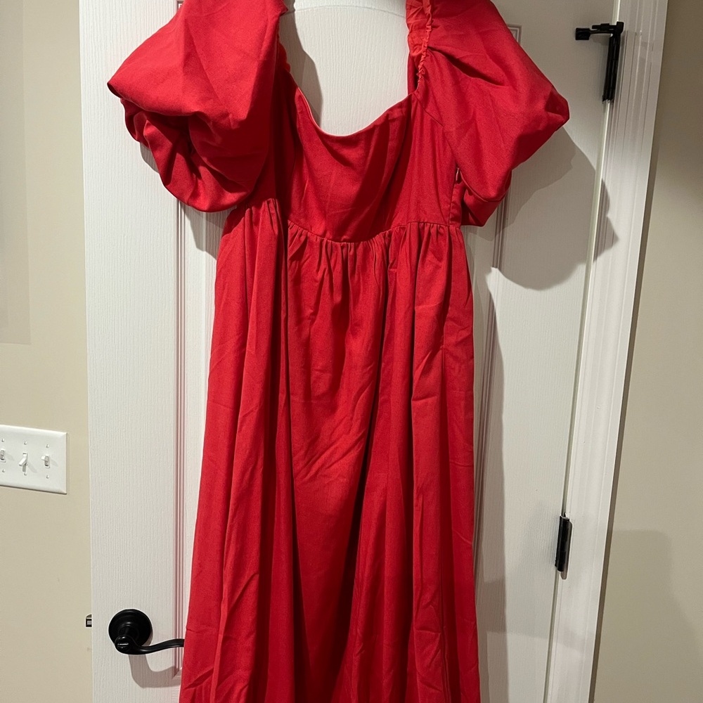 Elegant Red Midi Dress